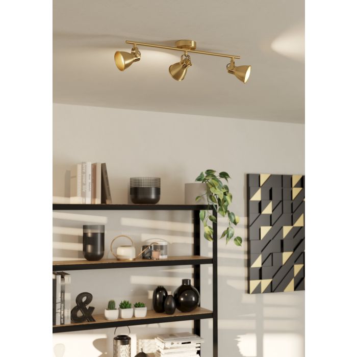 Load image into Gallery viewer, Foco LED de Teto com Latão Escovado e Projetores Reguláveis SERAS EGLO
