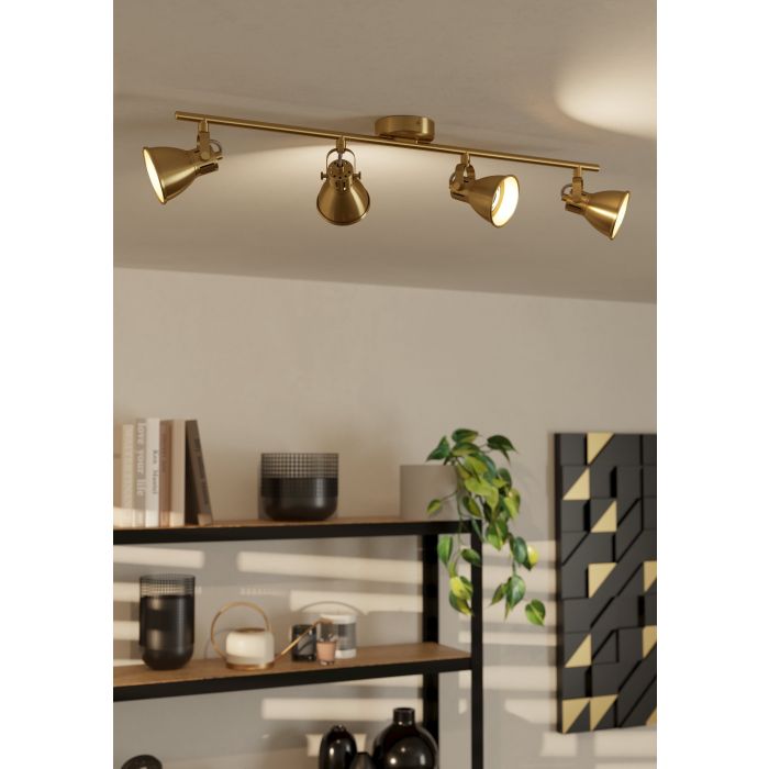 Load image into Gallery viewer, Foco LED de Teto com Latão Escovado e Projetores Reguláveis SERAS EGLO
