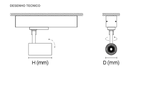 Projetor de Calha Trifásica 230V para Interior em Alumínio Tromilux