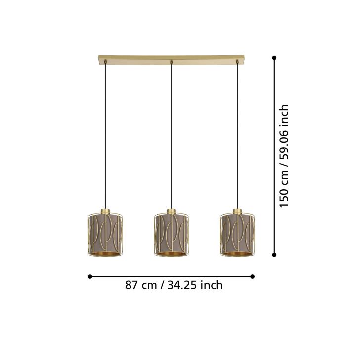 Carregue imagem no visualizador da galeriaCandeeiro de teto com três abajures em tecido COROJAL EGLO
