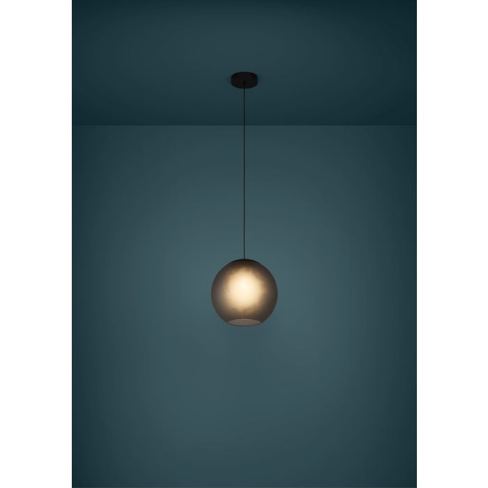 Load image into Gallery viewer, Candeeiro de teto suspenso com abajur esférico em vidro mate cinzento ARANGONA EGLO
