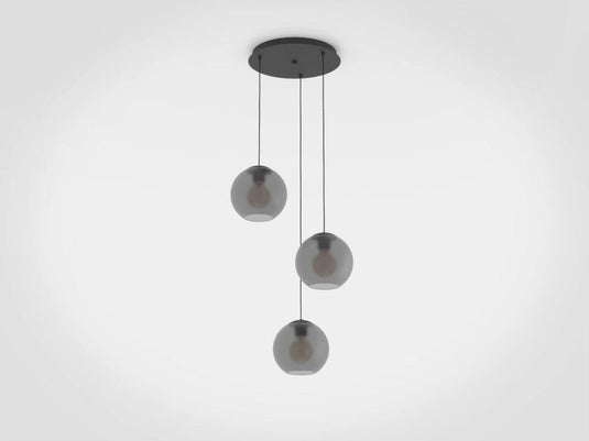 Candeeiro de teto com três lâminas esféricas de vidro mate cinzento ARANGONA EGLO
