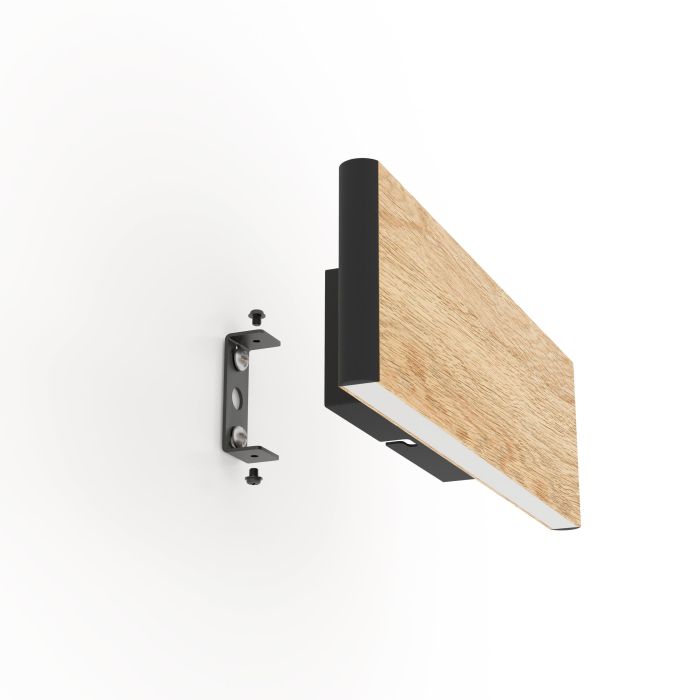 Load image into Gallery viewer, Aplique de Parede LED com Corpo em Carvalho e Alumínio Preto CLIMENE EGLO
