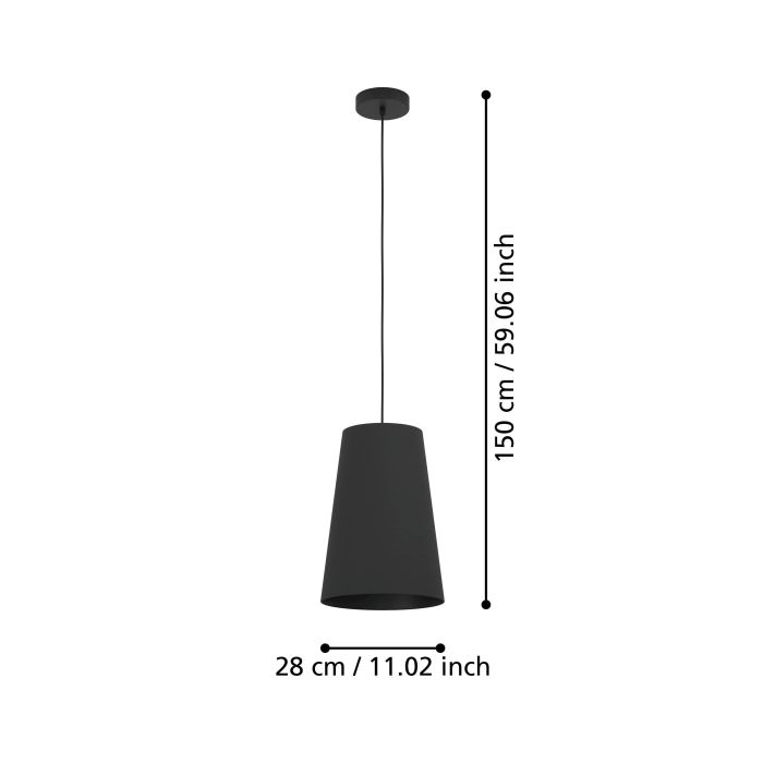 Load image into Gallery viewer, Candeeiro de Teto Suspenso PETROSA com Abajur Cónico Preto - EGLO
