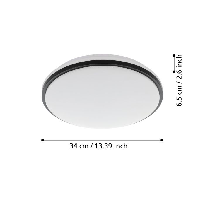 Carregue imagem no visualizador da galeriaCandeeiro de Teto LED com Moldura Preta e Plástico Branco PINETTO EGLO
