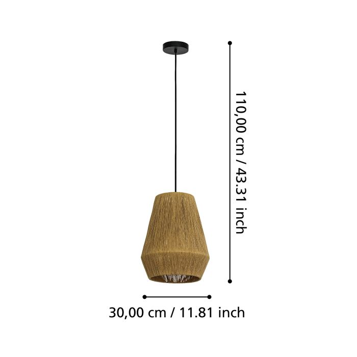 Carregue imagem no visualizador da galeriaCandeeiro de teto suspenso com abajur de cânhamo ALDERNEY EGLO
