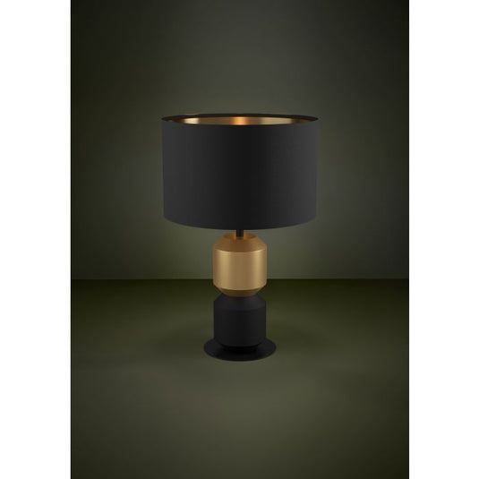 Candeeiro de mesa com base em aço e abajur preto LAURIGNANO EGLO