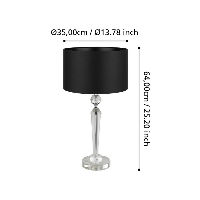 Load image into Gallery viewer, Candeeiro de mesa com base em vidro cristal e abajur preto PASIANO 1 EGLO
