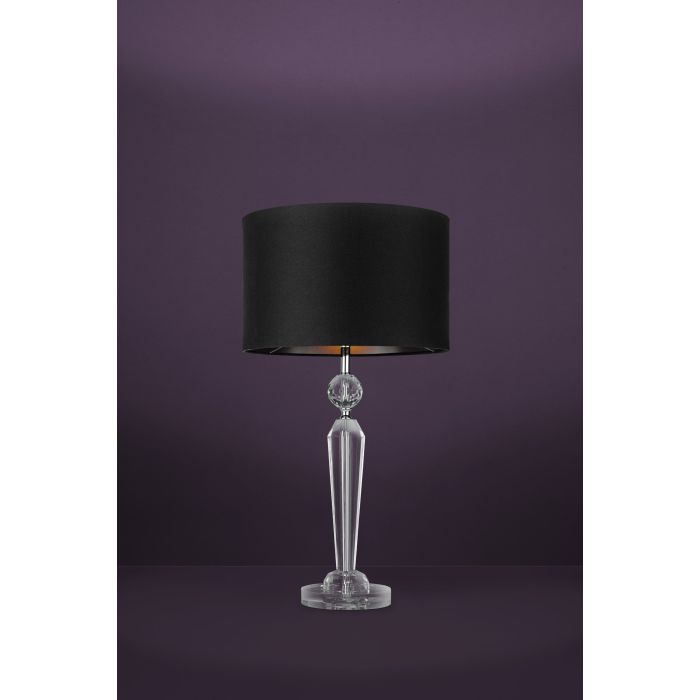 Load image into Gallery viewer, Candeeiro de mesa com base em vidro cristal e abajur preto PASIANO 1 EGLO
