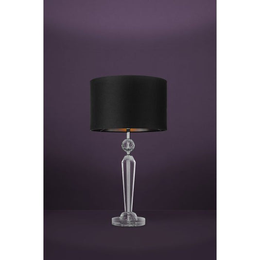 Candeeiro de mesa com base em vidro cristal e abajur preto PASIANO 1 EGLO