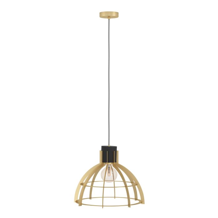 Carregue imagem no visualizador da galeriaCandeeiro de teto suspenso com abajur de aço dourado STILLINGTON EGLO
