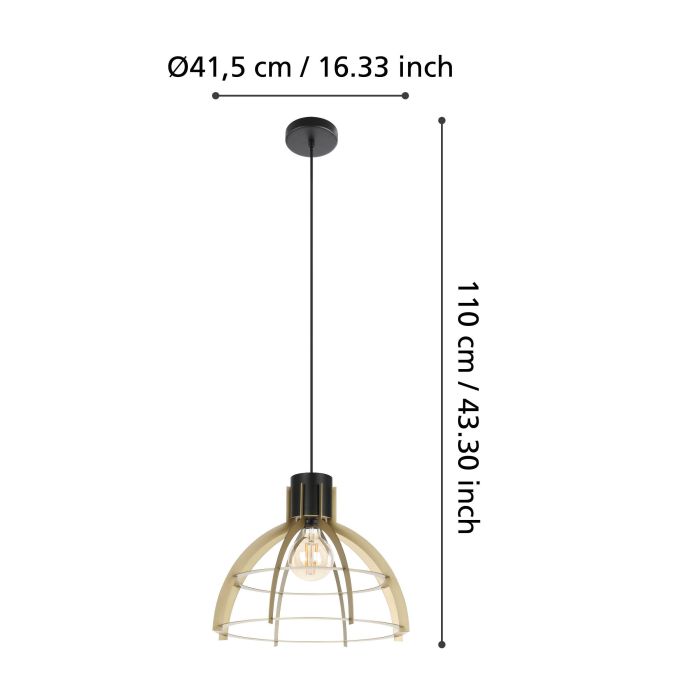 Carregue imagem no visualizador da galeriaCandeeiro de teto suspenso com abajur de aço dourado STILLINGTON EGLO
