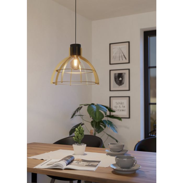 Carregue imagem no visualizador da galeriaCandeeiro de teto suspenso com abajur de aço dourado STILLINGTON EGLO
