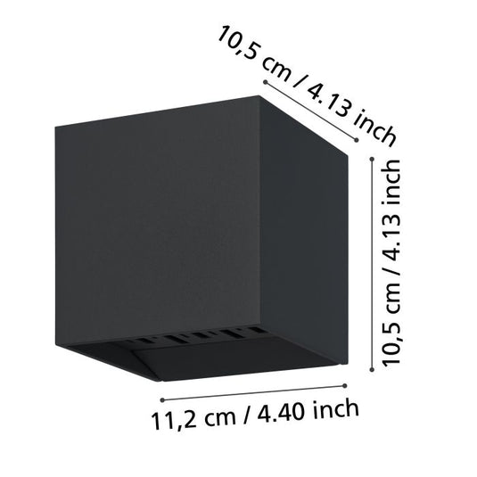 Aplique de Parede Exterior LED em Alumínio Fundido Antracite CALPINO 2 EGLO