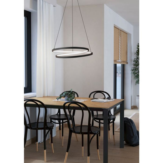 Candeeiro de teto suspenso LED com perfil curvo preto RUOTALE EGLO