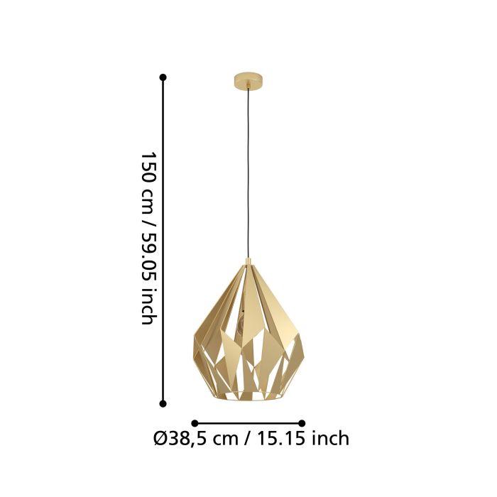 Carregue imagem no visualizador da galeriaCandeeiro de teto suspenso com abajur metálico dourado CARLTON EGLO
