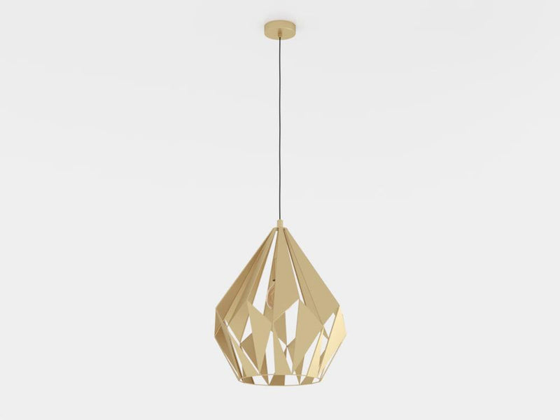 Carregue imagem no visualizador da galeriaCandeeiro de teto suspenso com abajur metálico dourado CARLTON EGLO
