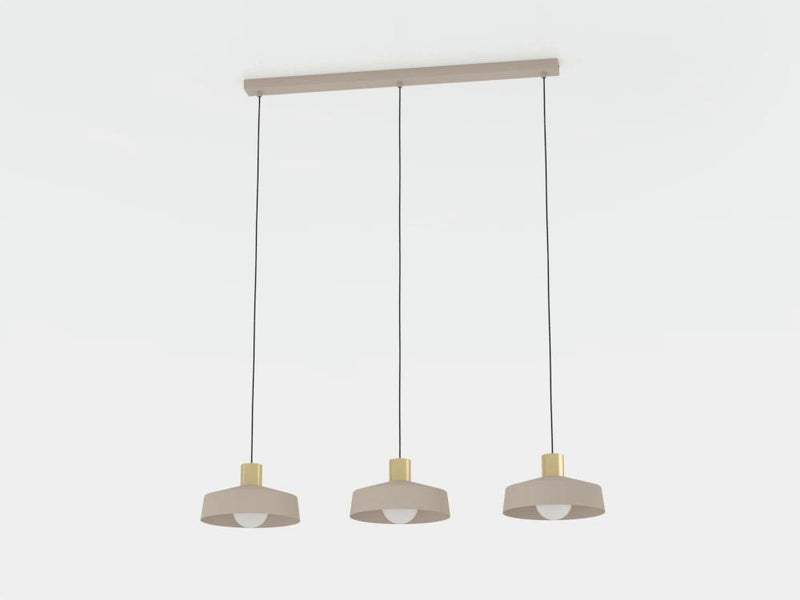 Carregue imagem no visualizador da galeriaCandeeiro de teto com três abajures em aço cor de areia VALDIOLA EGLO
