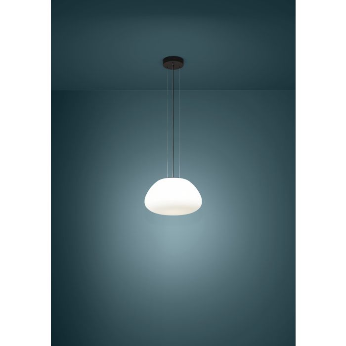 Load image into Gallery viewer, Candeeiro de Teto Suspenso BALMES com Abajur em Vidro Opalino Mate Branco
