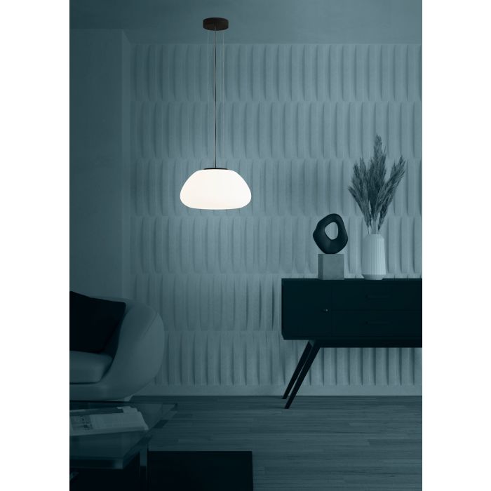 Load image into Gallery viewer, Candeeiro de Teto Suspenso BALMES com Abajur em Vidro Opalino Mate Branco
