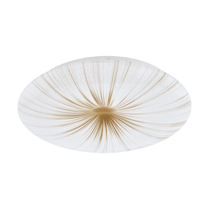 Load image into Gallery viewer, Plafon LED com Detalhes em Ouro Branco e Luz Branca Quente NIEVES 1 EGLO
