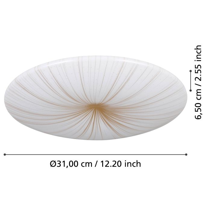 Load image into Gallery viewer, Plafon LED com Detalhes em Ouro Branco e Luz Branca Quente NIEVES 1 EGLO
