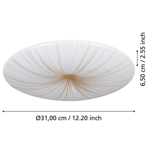Plafon LED com Detalhes em Ouro Branco e Luz Branca Quente NIEVES 1 EGLO