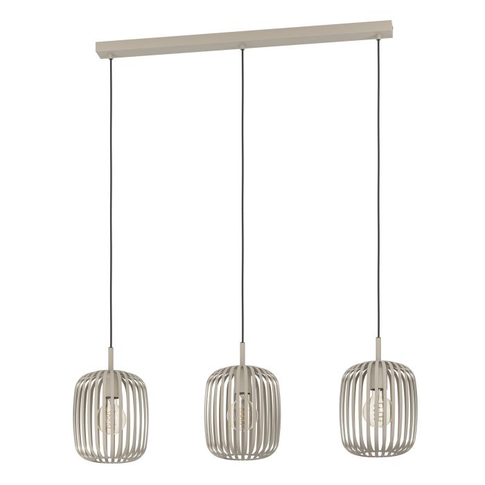 Carregue imagem no visualizador da galeriaCandeeiro de teto suspenso com três abajures em metal areia ROMAZZINA EGLO
