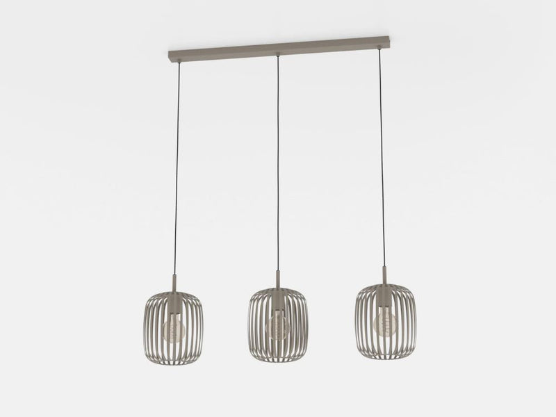 Carregue imagem no visualizador da galeriaCandeeiro de teto suspenso com três abajures em metal areia ROMAZZINA EGLO
