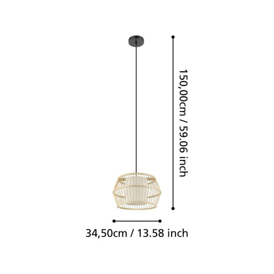 Candeeiro de teto com abajur de bambu natural MONTERROSO EGLO