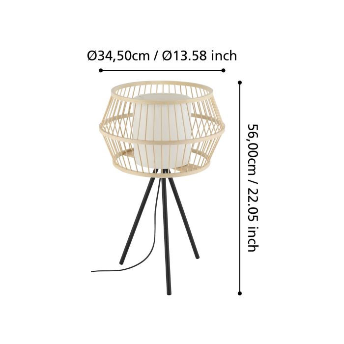 Load image into Gallery viewer, Candeeiro de Mesa com Abajur de Bambu e Base Tripé MONTERROSO EGLO
