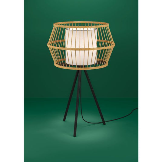 Candeeiro de Mesa com Abajur de Bambu e Base Tripé MONTERROSO EGLO