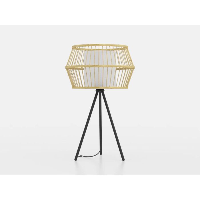 Load image into Gallery viewer, Candeeiro de Mesa com Abajur de Bambu e Base Tripé MONTERROSO EGLO
