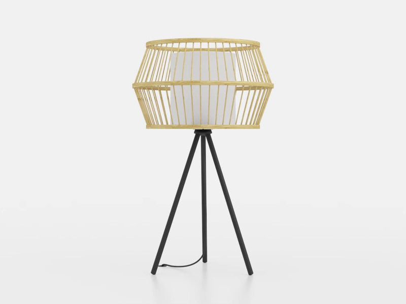 Load image into Gallery viewer, Candeeiro de Mesa com Abajur de Bambu e Base Tripé MONTERROSO EGLO
