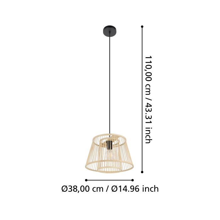 Carregue imagem no visualizador da galeriaCandeeiro de teto com ripas de bambu natural HYKEHAM EGLO
