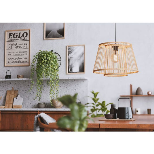 Candeeiro de teto com ripas de bambu natural HYKEHAM EGLO