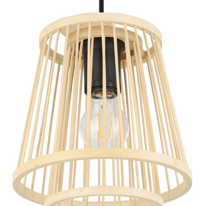 Carregue imagem no visualizador da galeriaCandeeiro de teto com três abajures de bambu natural HYKEHAM EGLO
