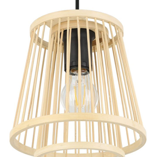 Candeeiro de teto com três abajures de bambu natural HYKEHAM EGLO