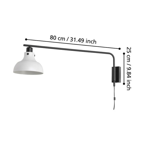 Aplique de Parede com Abajur Redondo em Aço Cinzento MATLOCK EGLO