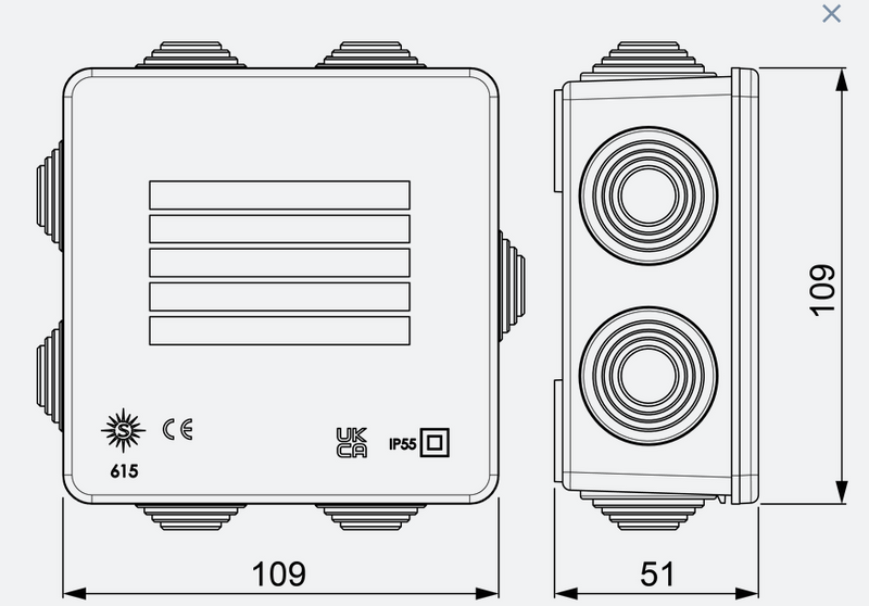 Μεταφόρτωση εικόνας στο πρόγραμμα προβολής γκαλερίΑδιάβροχο κουτί διακλάδωσης 100X100X45 IP55 Solera με στυπιοθλίπτες
