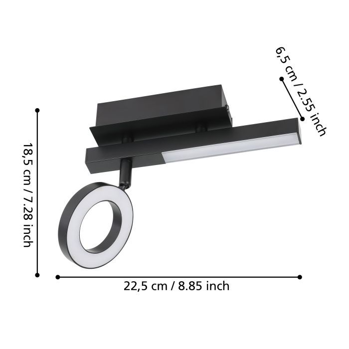 Load image into Gallery viewer, Foco LED de Parede com Suporte em Metal Preto CARDILLIO 2 EGLO
