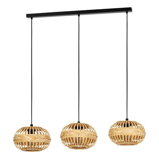 Candeeiro de teto com abajures em vime castanho AMSFIELD 1 EGLO