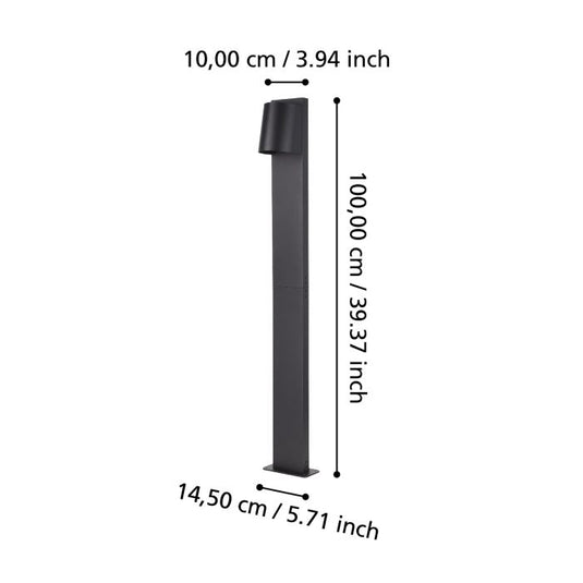Pilar LED Exterior com Abajur Semicircular Preto STAGNONE EGLO