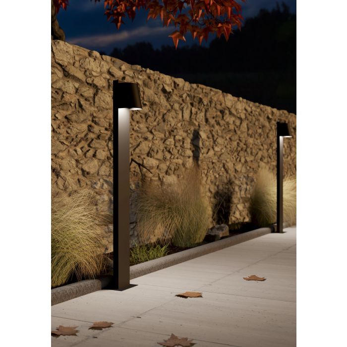 Load image into Gallery viewer, Pilar LED Exterior com Abajur Semicircular Preto STAGNONE EGLO
