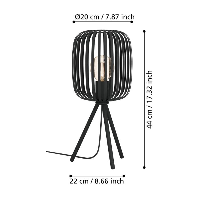 Load image into Gallery viewer, Candeeiro de Mesa com Abajur Preto e Base Tripé ROMAZZINA EGLO
