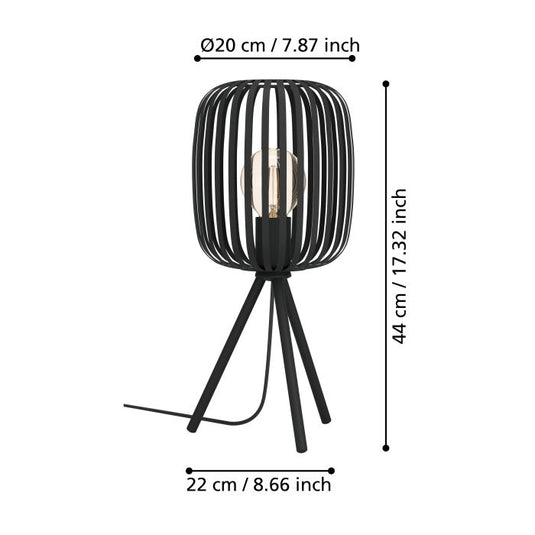 Candeeiro de Mesa com Abajur Preto e Base Tripé ROMAZZINA EGLO