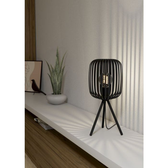 Candeeiro de Mesa com Abajur Preto e Base Tripé ROMAZZINA EGLO