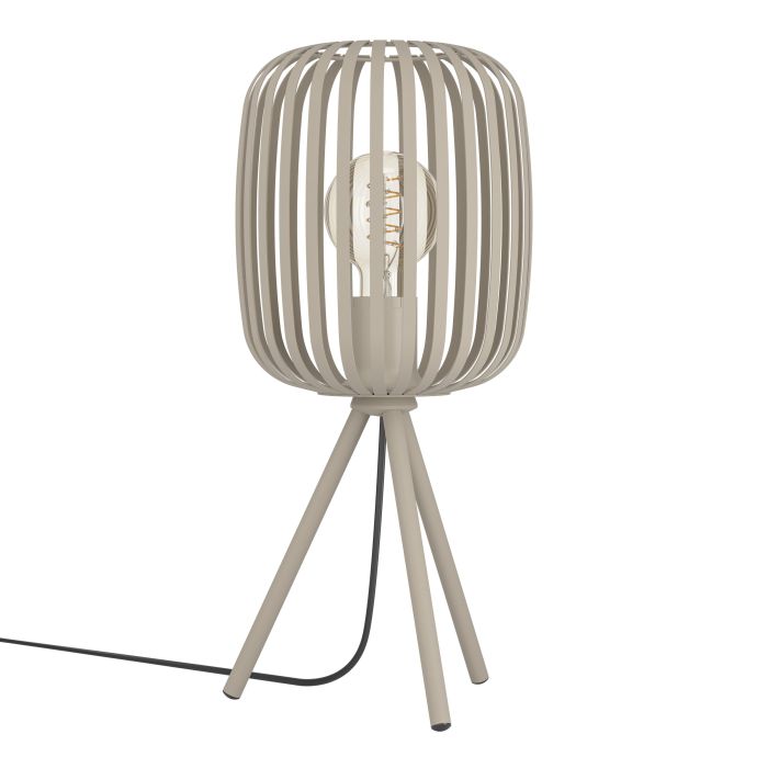 Load image into Gallery viewer, Candeeiro de Mesa com Abajur Cor Areia e Base Tripé ROMAZZINA EGLO
