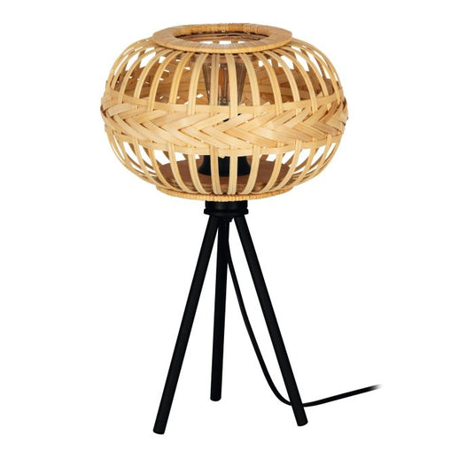 Candeeiro de Mesa com Abajur em Vime Castanho AMSFIELD 1 EGLO