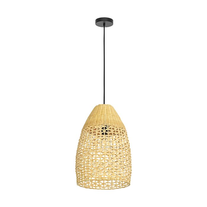 Cargue la imagen en el visor de la galería, Candeeiro de teto com abajur oval em vime natural SAMBUCONA EGLO
